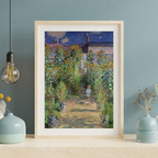 Claude Monet – The Artist’s Garden at Vétheuil Art Print, Impressionist Garden Landscape Wall Art