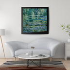 Claude Monet - Water Lilies and Japanese Bridge Square Art Print, Impressionist Floral Landscape Wall Art