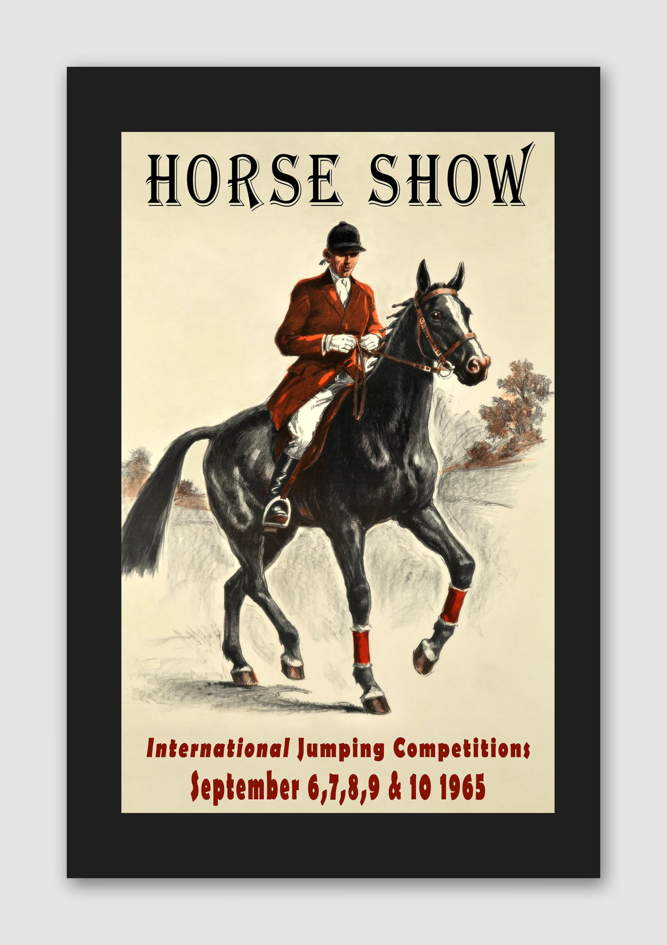 1965 Horse Show International Vintage Dressage Poster Print – Classic Equestrian Wall Art