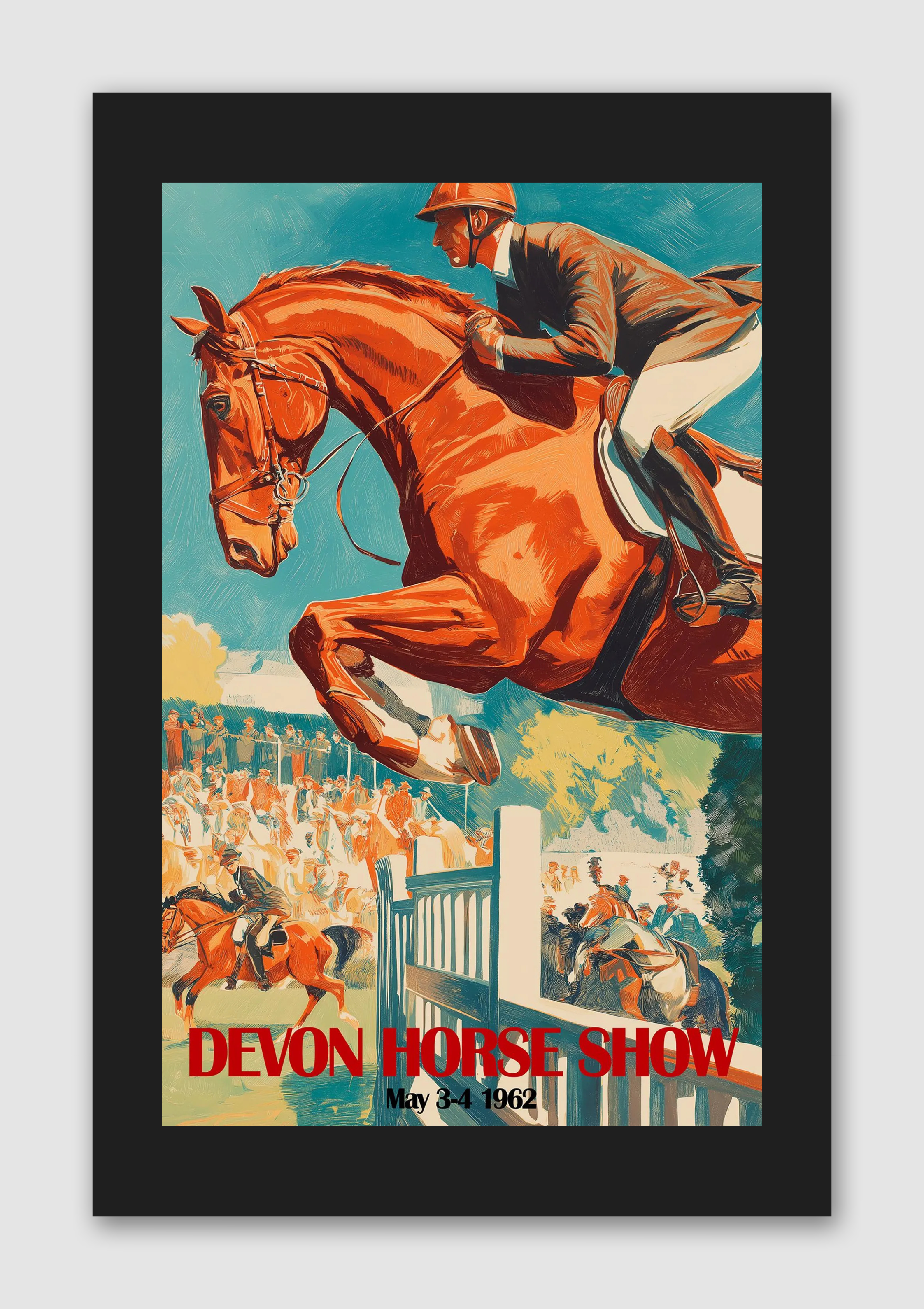 1962 Devon Horse Show Vintage Dressage Poster Print – Classic Equestrian Horse Wall Art