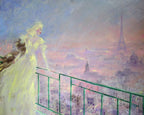 Louis Icart Art Print – Fashion Lady with Paris View & Eiffel Tower, Art Deco Wall Art