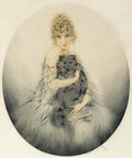Louis Icart Art Print – Fashion Lady with Persian Cat, Art Deco Woman & Cat Wall Art
