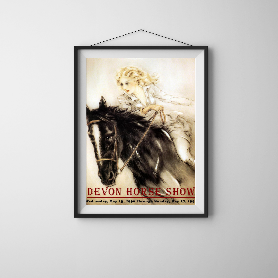 May 1990 Devon International Horse Show Vintage Dressage Poster Print – Classic Equestrian Wall Art