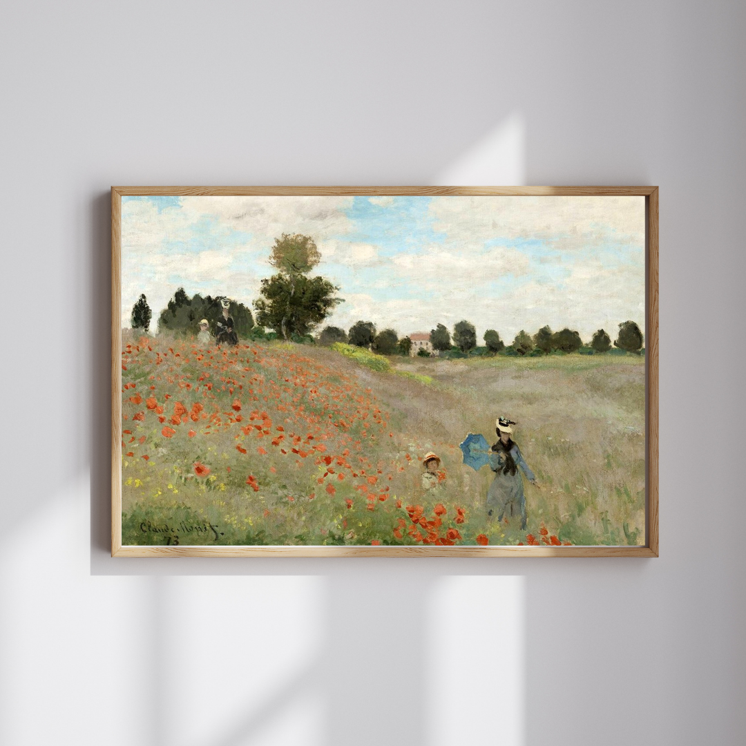 Claude Monet – The Poppy Field Near Argenteuil Art Print, Impressionist Landscape Wall Art