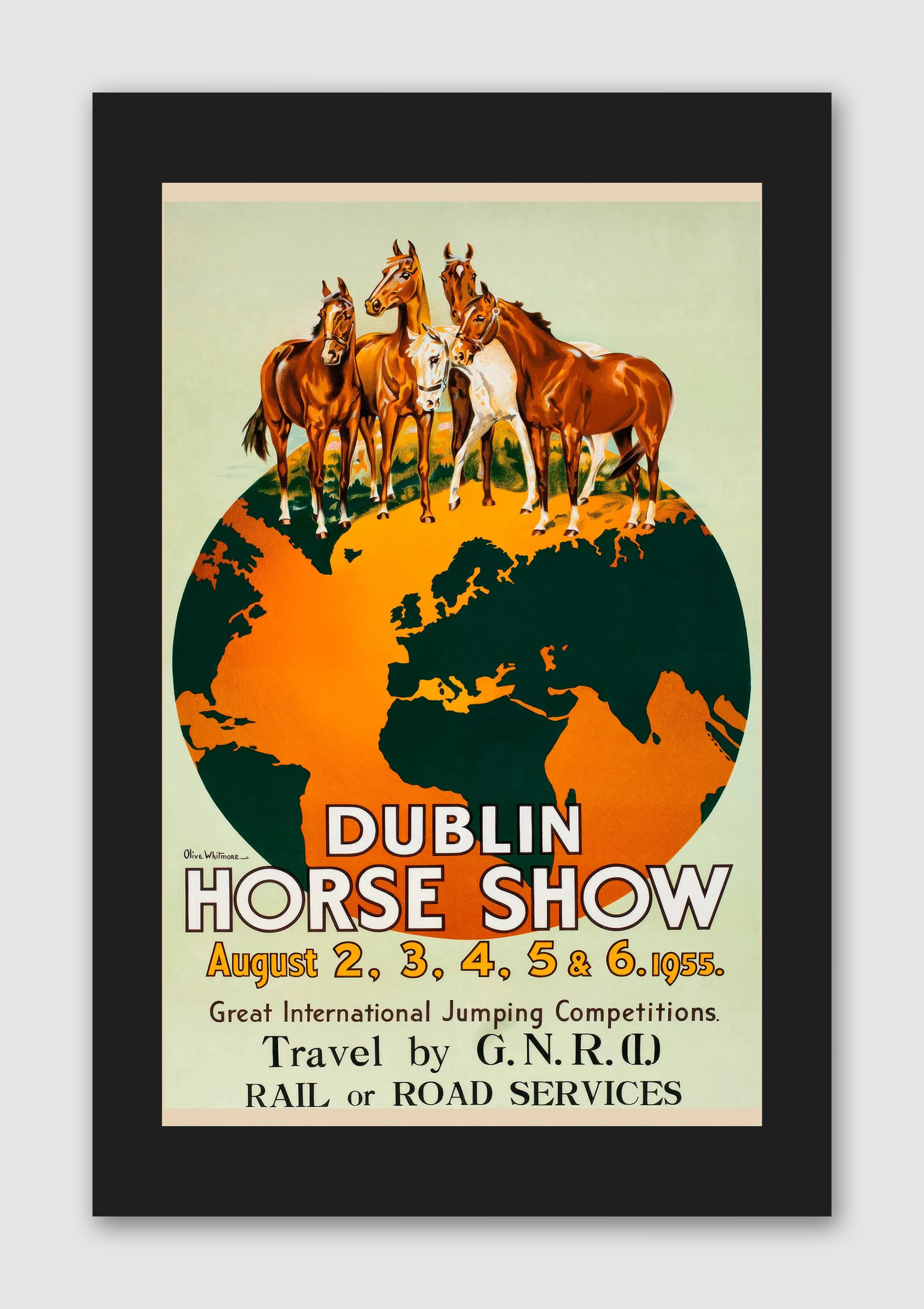 1955 Horse Show Jumping Competitions Vintage Dressage Poster Print – Classic Equestrian Wall Art