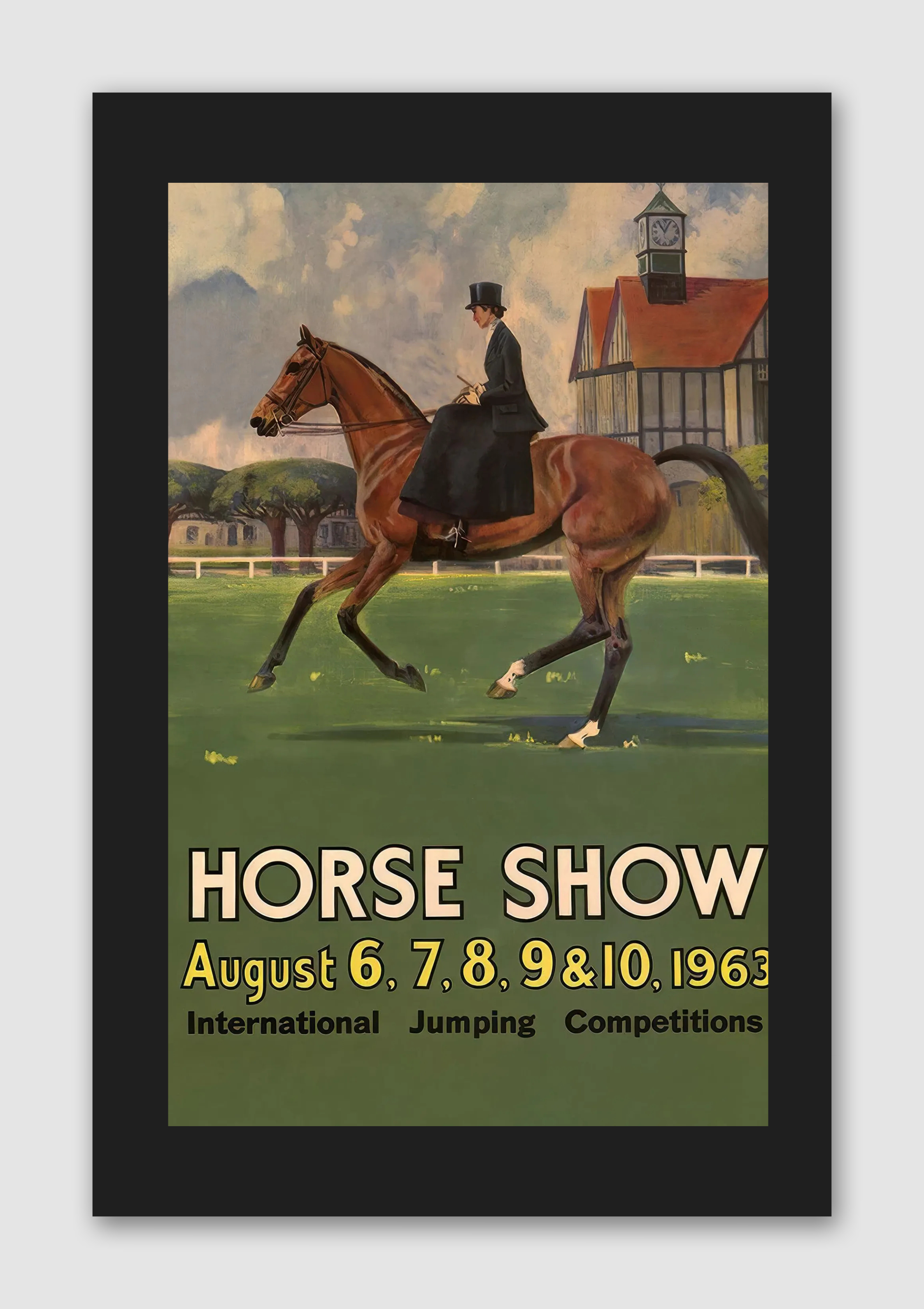 1963 Horse Show Jumping Competitions Vintage Dressage Poster Print – Classic Equestrian Wall Art