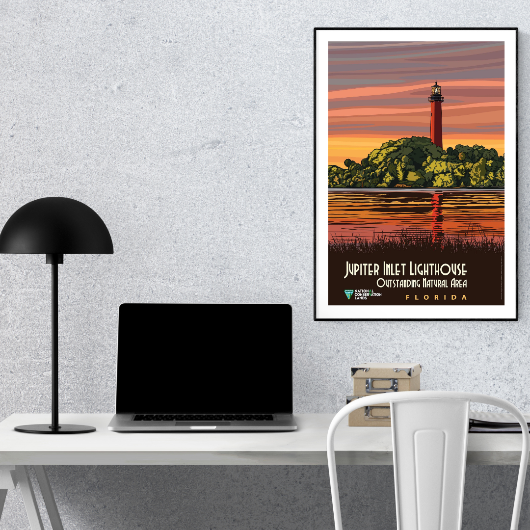 Jupiter Inlet Lighthouse Florida Vintage Poster Print – Coastal Landmark Wall Art