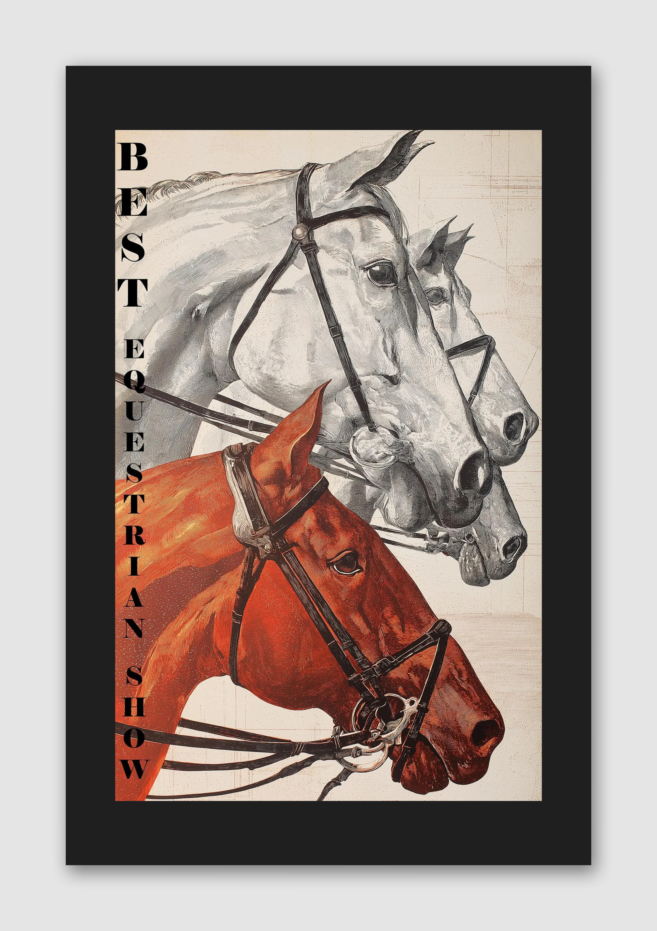 Best Equestrian Show Horse Heads Vintage Dressage Poster Print – Classic Horse Wall Art