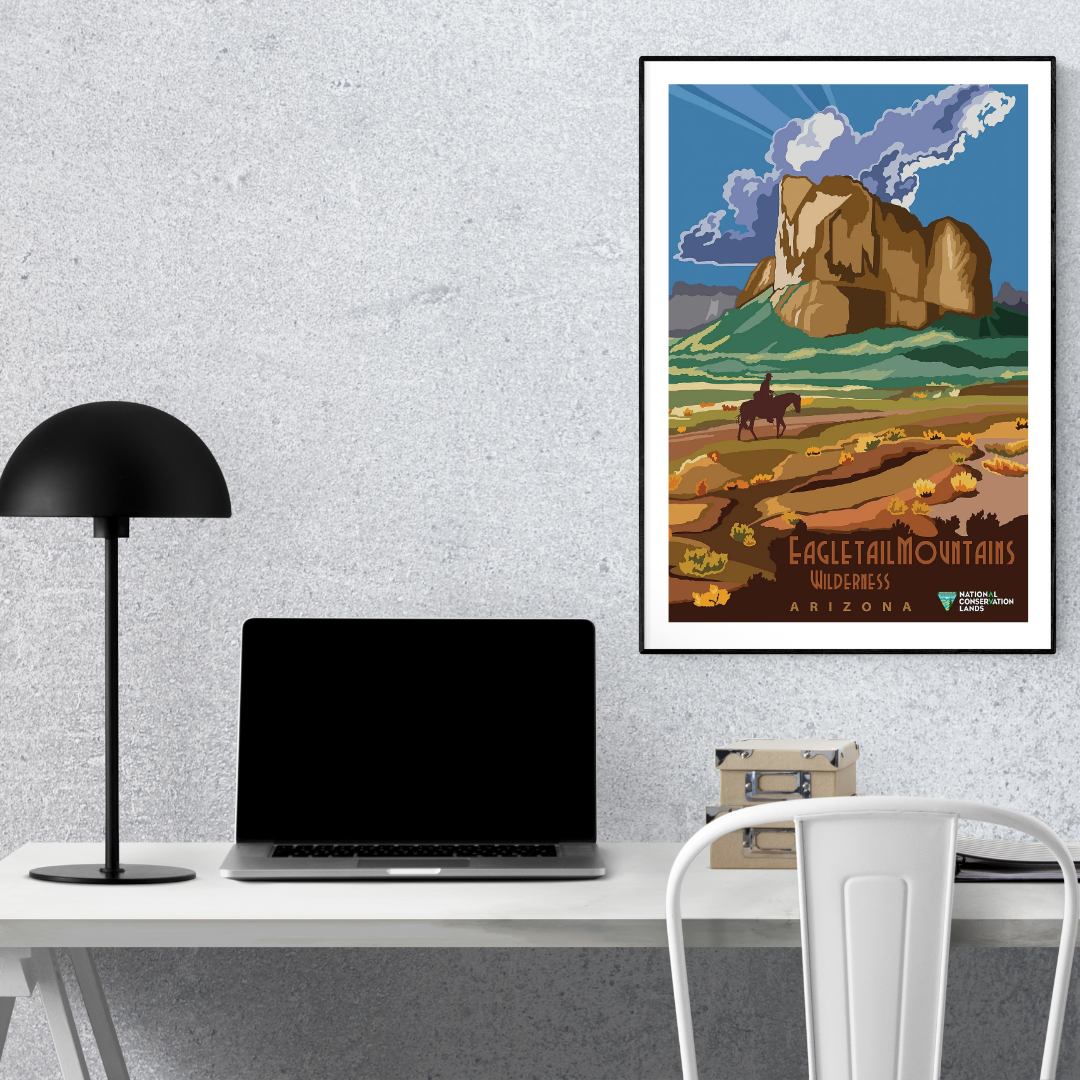 Horse & Eagle Tail Mountains Wilderness Vintage National Park Poster Print – Western Landscape Wall Art