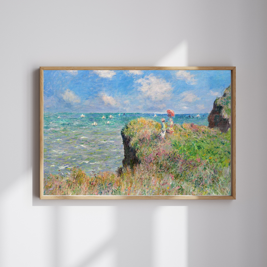 Claude Monet - The Cliff Walk at Pourville Art Print, Impressionist Seascape & Coastal Wall Art