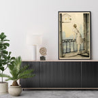 Louis Icart Art Print – Fashion Lady at Window with Birds, Art Deco Woman Illustration