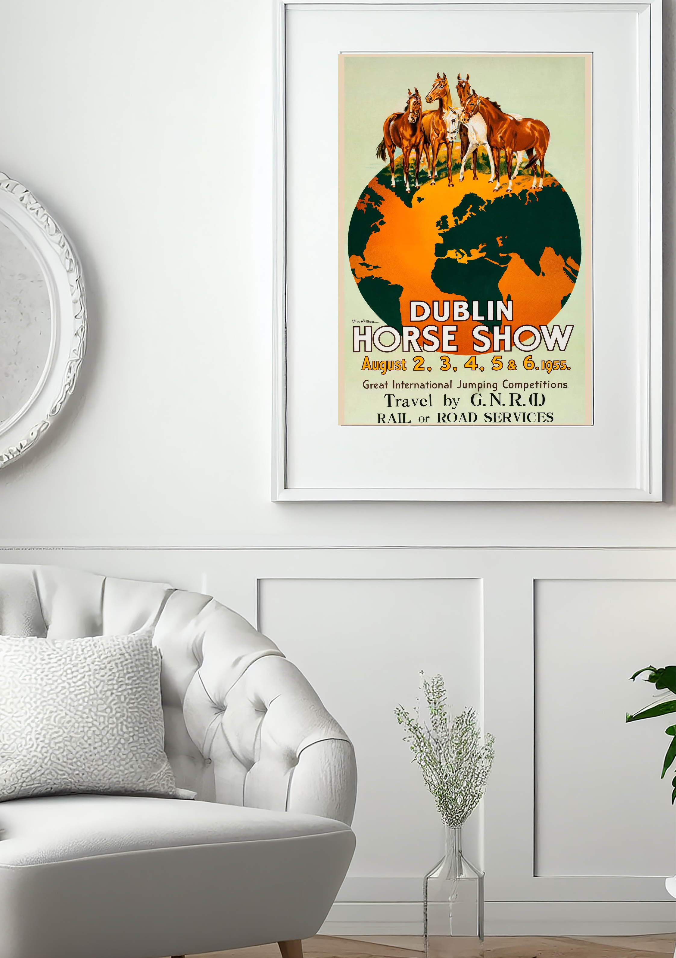 1955 Horse Show Jumping Competitions Vintage Dressage Poster Print – Classic Equestrian Wall Art