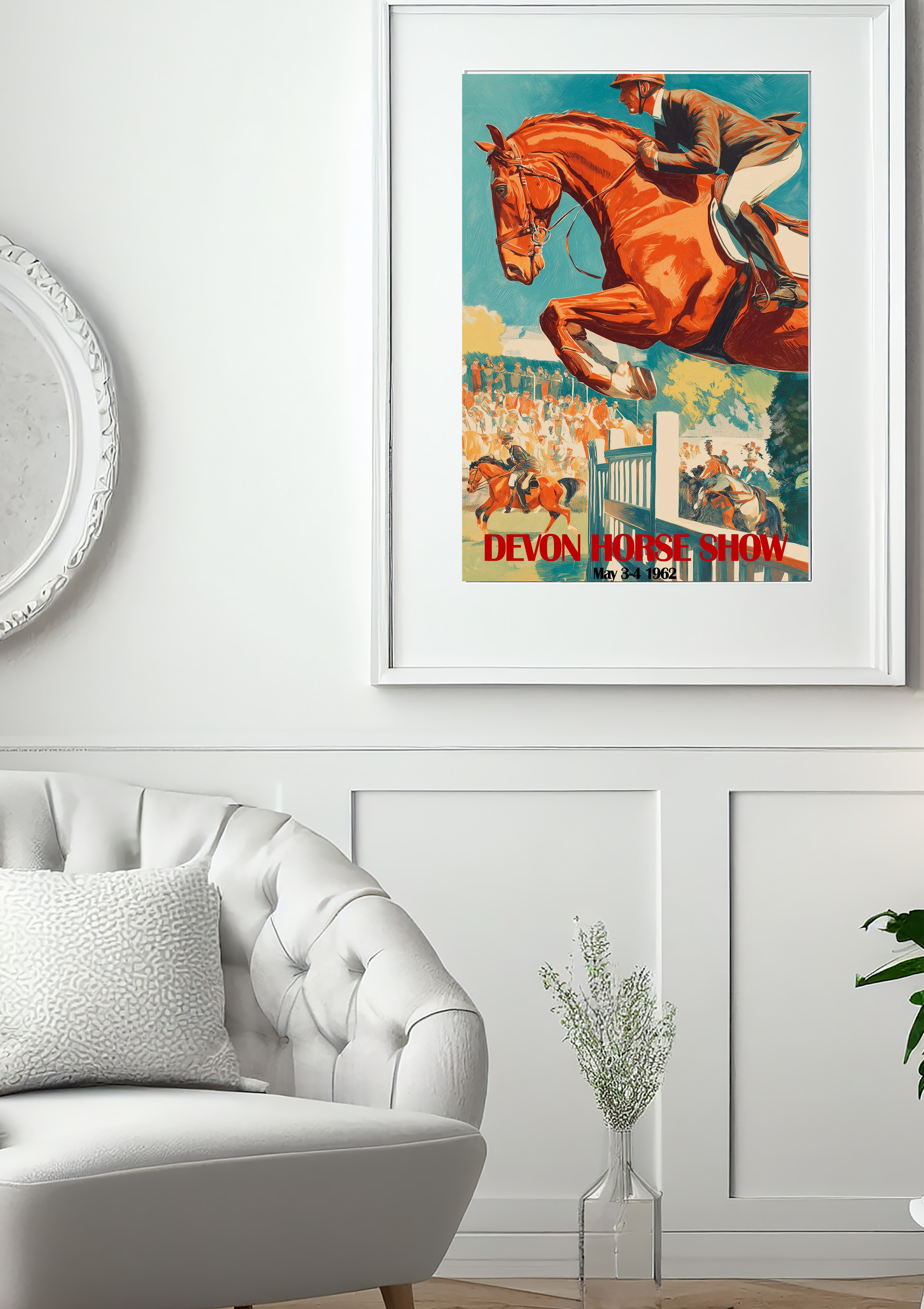 1962 Devon Horse Show Vintage Dressage Poster Print – Classic Equestrian Horse Wall Art