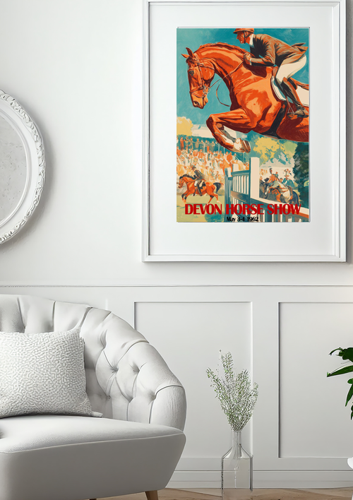 1962 Devon Horse Show Vintage Dressage Poster Print – Classic Equestrian Horse Wall Art