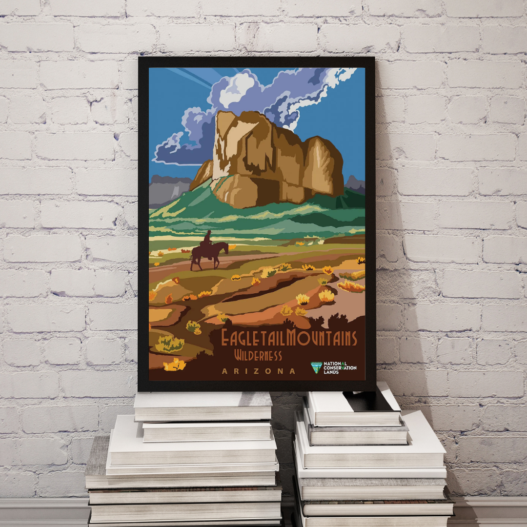 Horse & Eagle Tail Mountains Wilderness Vintage National Park Poster Print – Western Landscape Wall Art