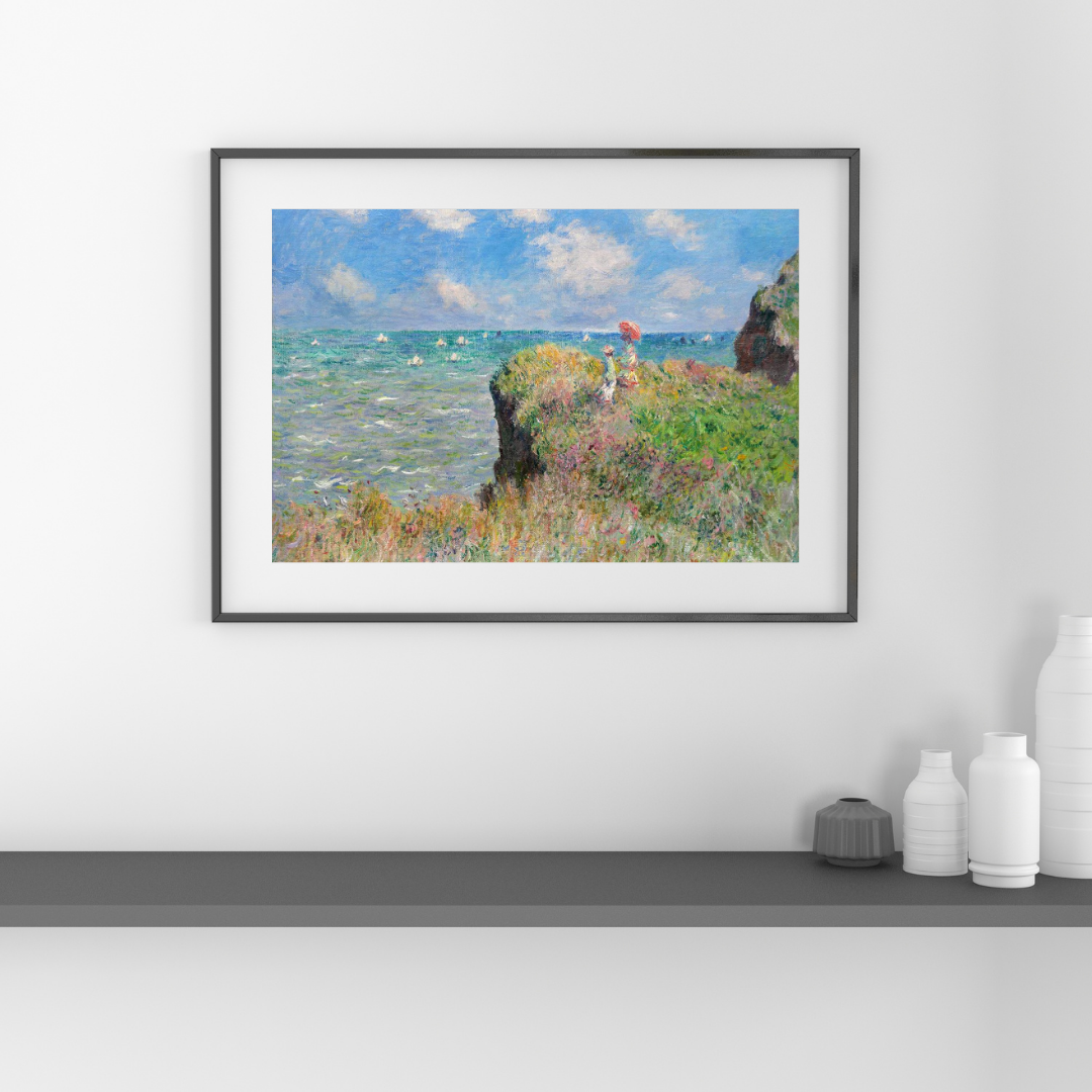 Claude Monet - The Cliff Walk at Pourville Art Print, Impressionist Seascape & Coastal Wall Art