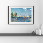 Claude Monet - Red Boats at Argenteuil Art Print, Impressionist River & Seascape Wall Art
