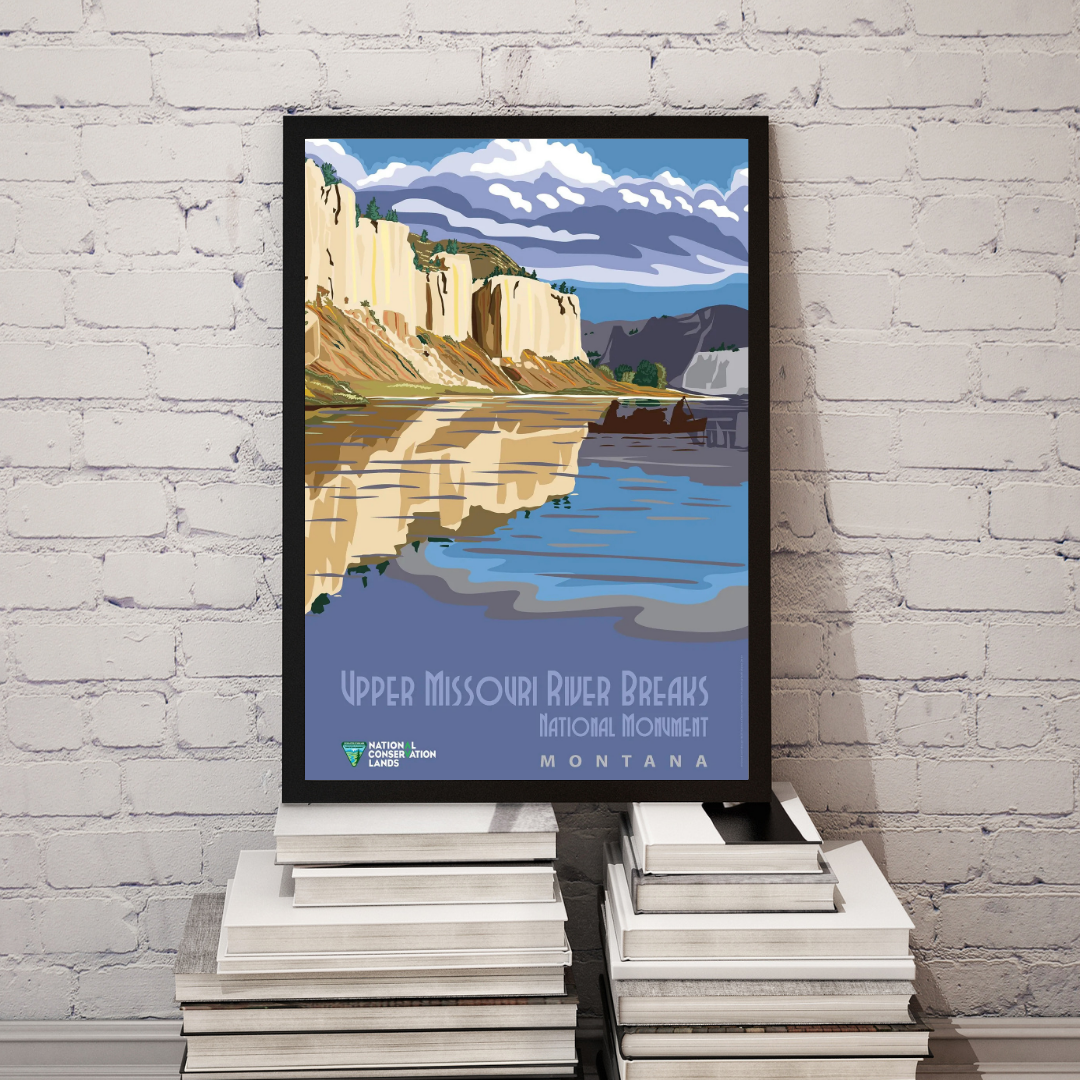 Upper Missouri River Breaks National Monument, Montana, Vintage Poster Print – Scenic River Landscape Wall Art