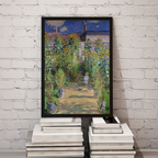 Claude Monet – The Artist’s Garden at Vétheuil Art Print, Impressionist Garden Landscape Wall Art