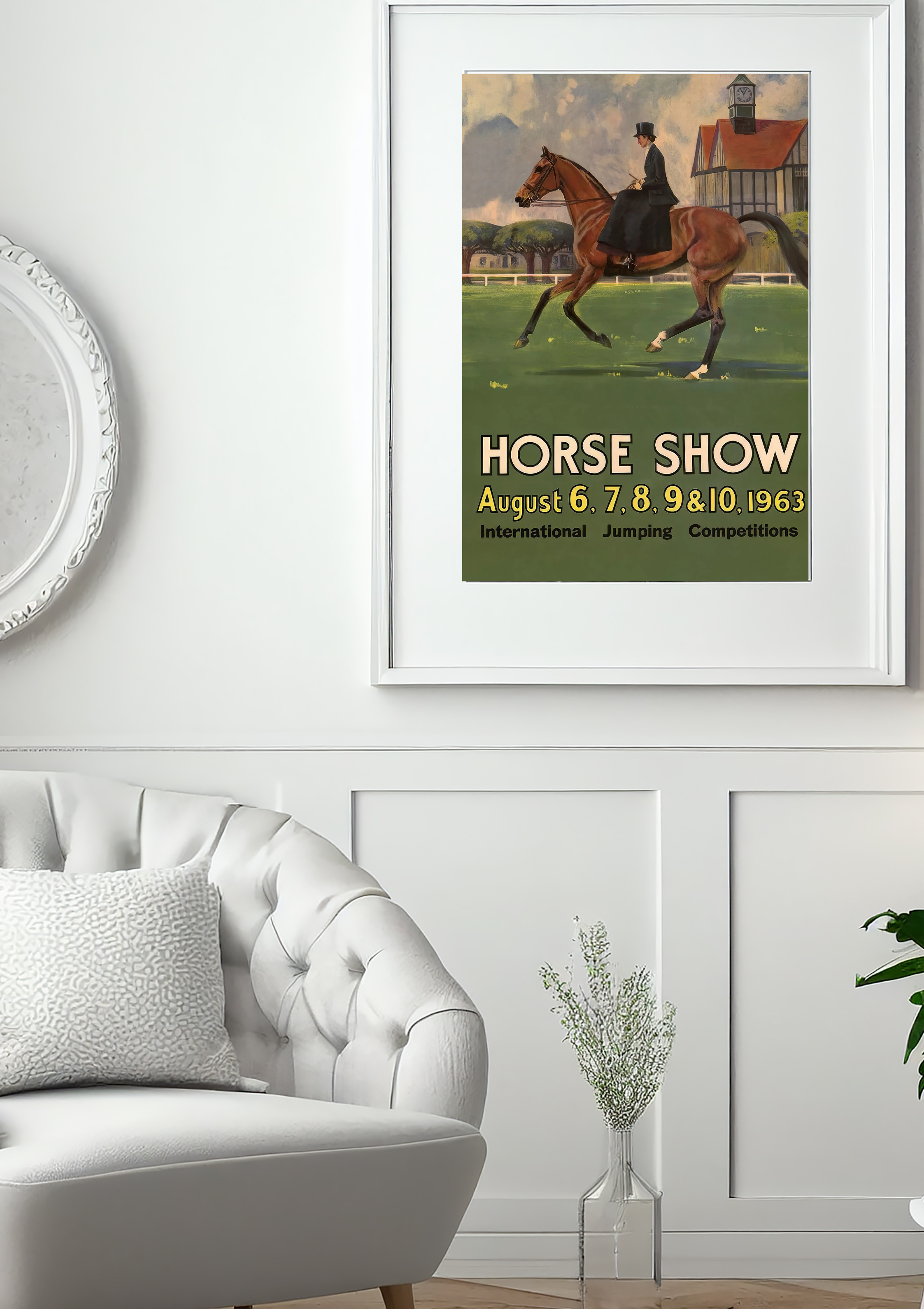 1963 Horse Show Jumping Competitions Vintage Dressage Poster Print – Classic Equestrian Wall Art