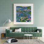 Claude Monet Water Lilies Square Art Print – Impressionist Floral Wall Art, Blue & Green Lily Pond