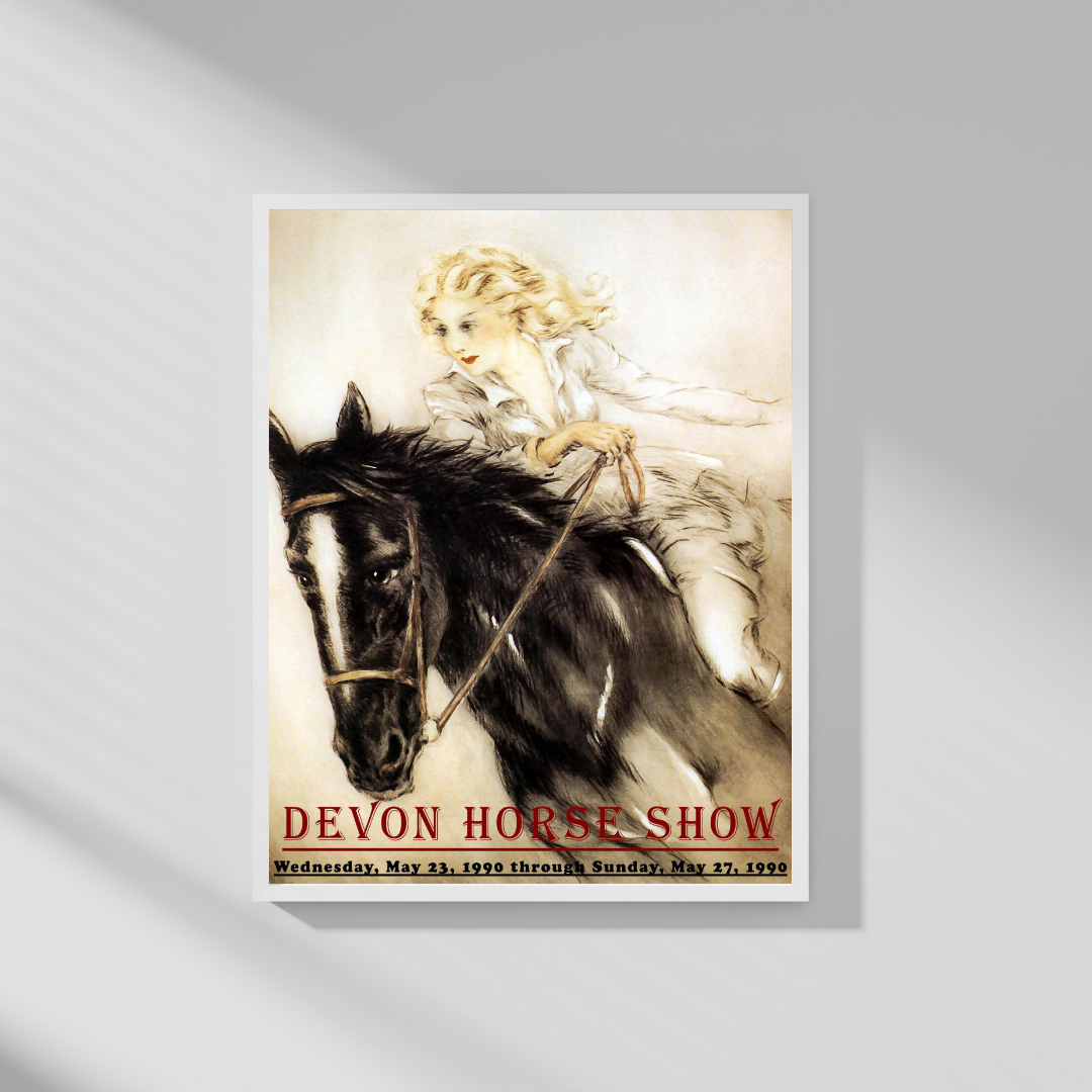 May 1990 Devon International Horse Show Vintage Dressage Poster Print – Classic Equestrian Wall Art