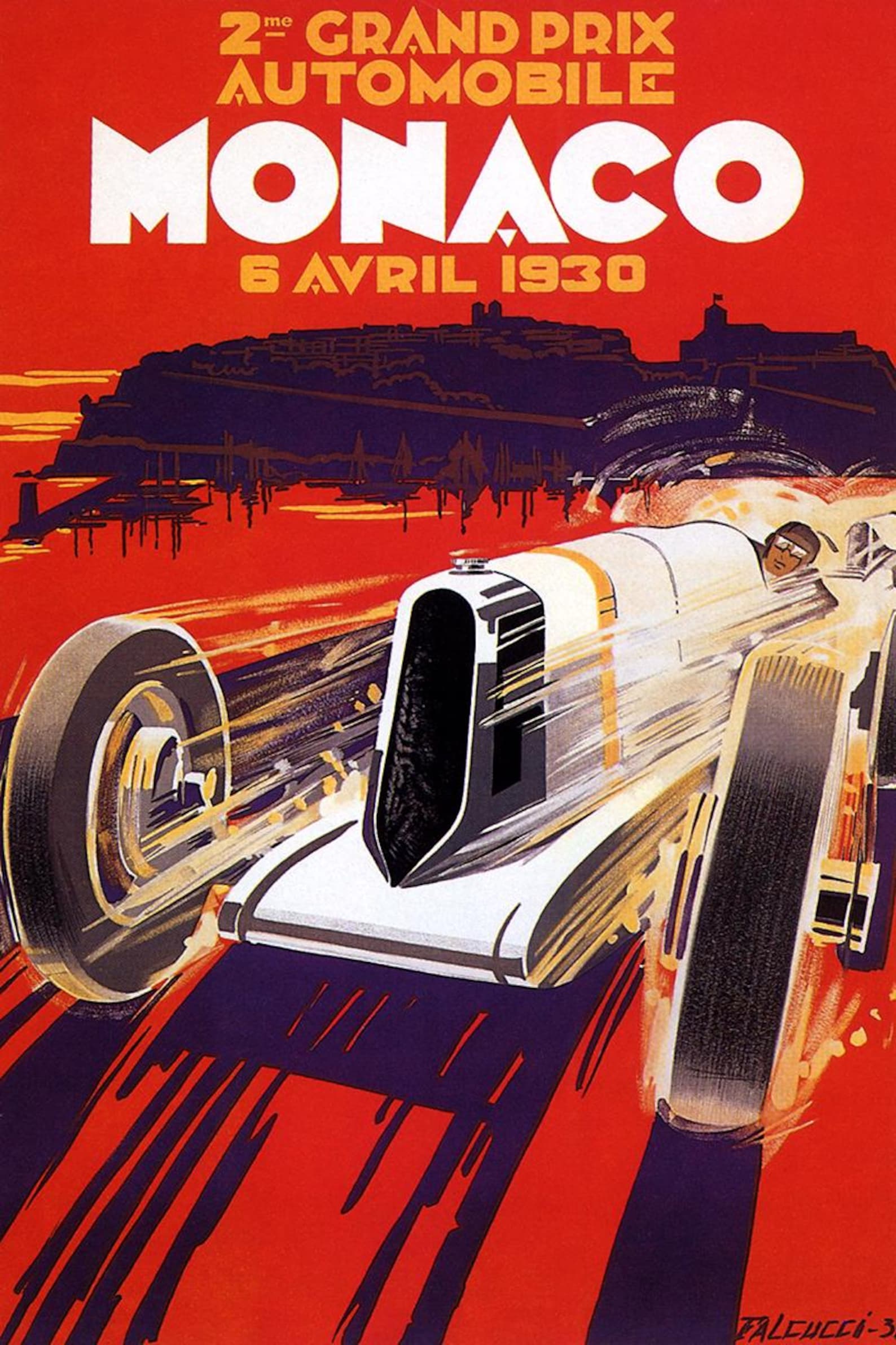 2nd Grand Prix Automobile Monaco 1930 Vintage Motorsport Poster Print – Historic Monaco Grand Prix Wall Art