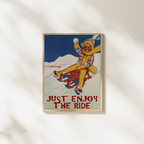 Vintage Winter Sledding Poster Print – Just Enjoy the Ride Retro Snow Wall Art, Classic Winter Wall Decor