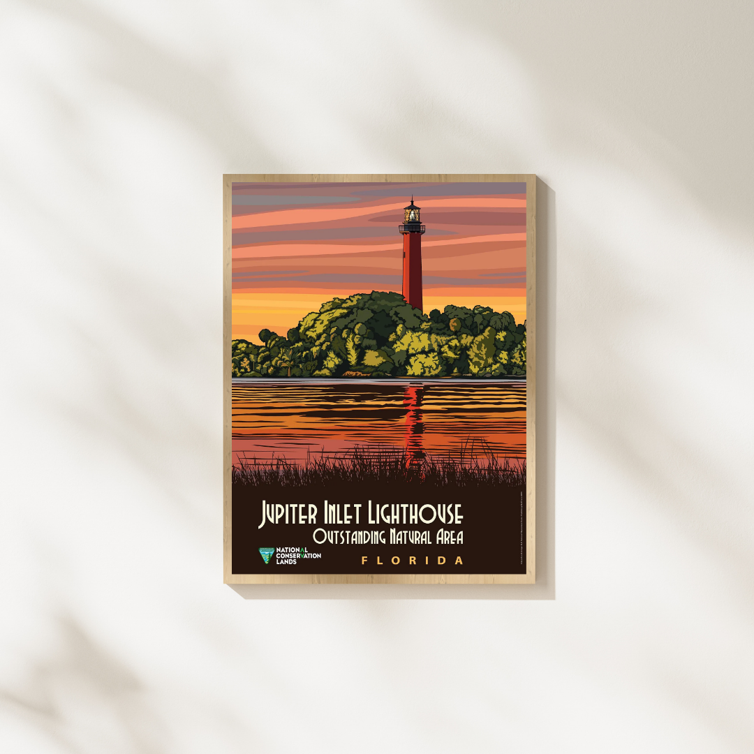 Jupiter Inlet Lighthouse Florida Vintage Poster Print – Coastal Landmark Wall Art