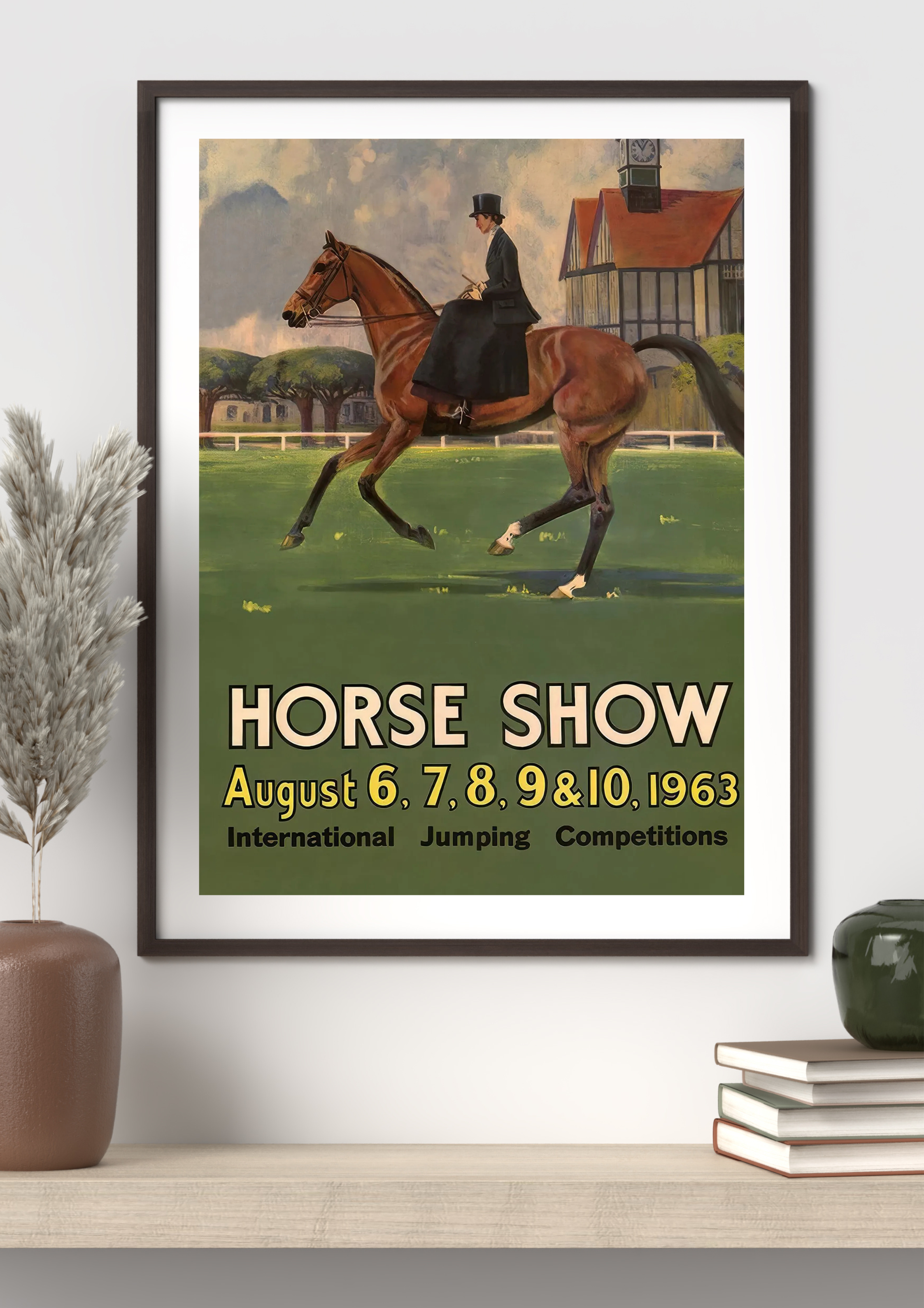 1963 Horse Show Jumping Competitions Vintage Dressage Poster Print – Classic Equestrian Wall Art