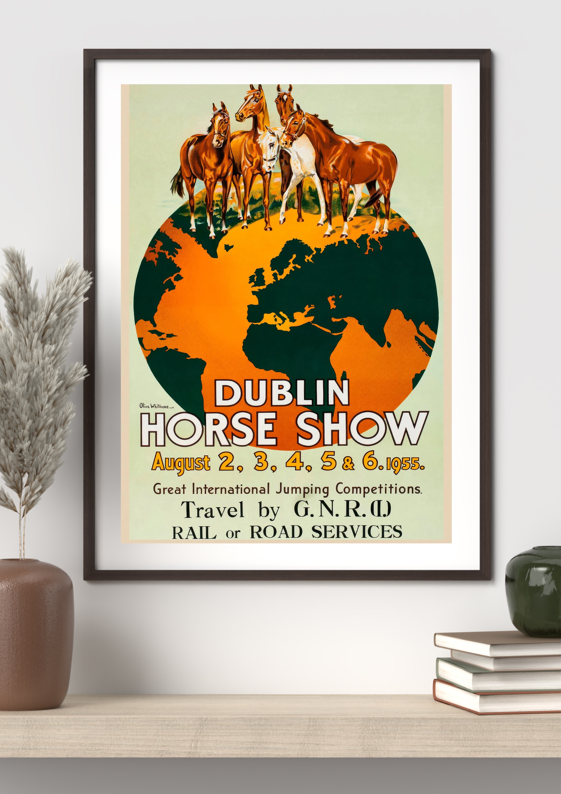 1955 Horse Show Jumping Competitions Vintage Dressage Poster Print – Classic Equestrian Wall Art
