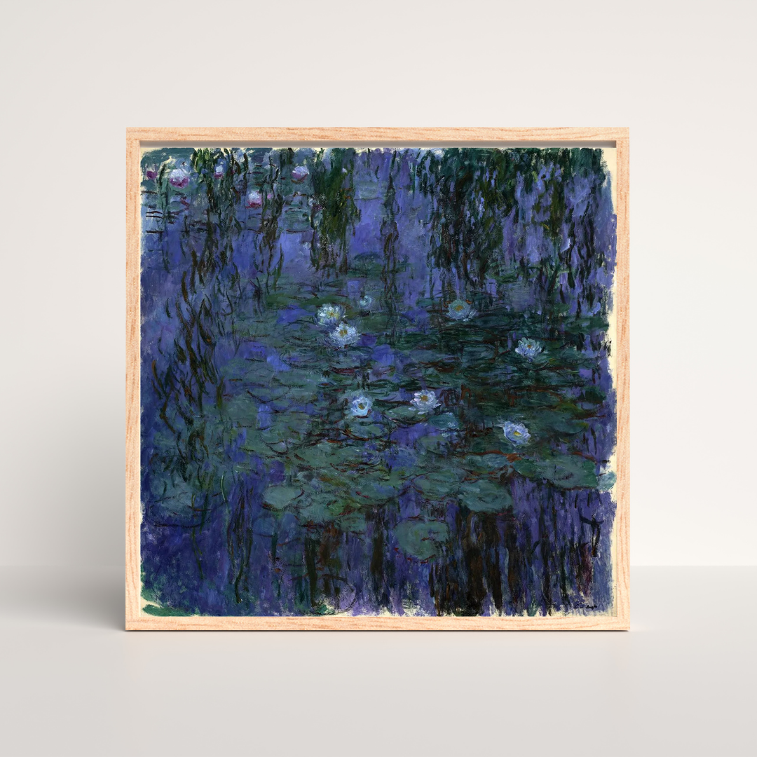 Claude Monet Water Lilies Square Art Print – Impressionist Floral Wall Art, Blue & Green Lily Pond