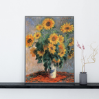 Claude Monet - Bouquet of Sunflowers in a Vase Art Print, Impressionist Floral Wall Art
