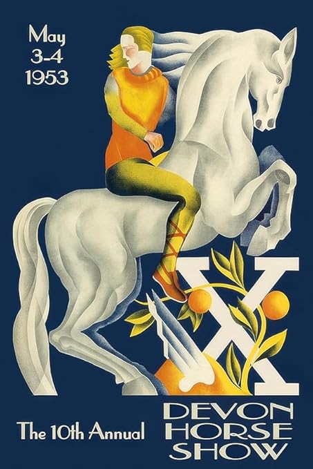 1953 Devon Horse Show Poster Print – Vintage Equestrian Show Jumping Wall Art