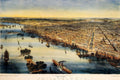 Bird’s Eye View of Philadelphia, Delaware River Waterfront Cityscape Art Print - Historic Panorama Wall Decor