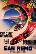1947 San Remo Grand Prix Poster Print – Vintage Italian Riviera Auto & Motorcycle Racing Wall Art