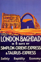 London to Baghdad Simplon Orient Express Poster Print – Vintage Travel Railway Wall Art