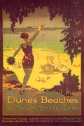 Visit the Dunes Beaches Vintage Poster Print – South Shore Line, Chicago to Indiana Dunes Wall Art