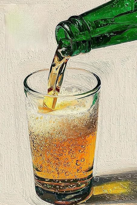 Pouring Beer Poster Print – Golden Lager in Glass, Modern Bar, Kitchen, & Pub Wall Decor