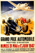 Grand Prix Automobile Nimes 1947 Poster Print – Vintage Motorsport & Aviation Wall Art