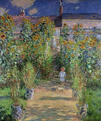 Claude Monet – The Artist’s Garden at Vétheuil Art Print, Impressionist Garden Landscape Wall Art