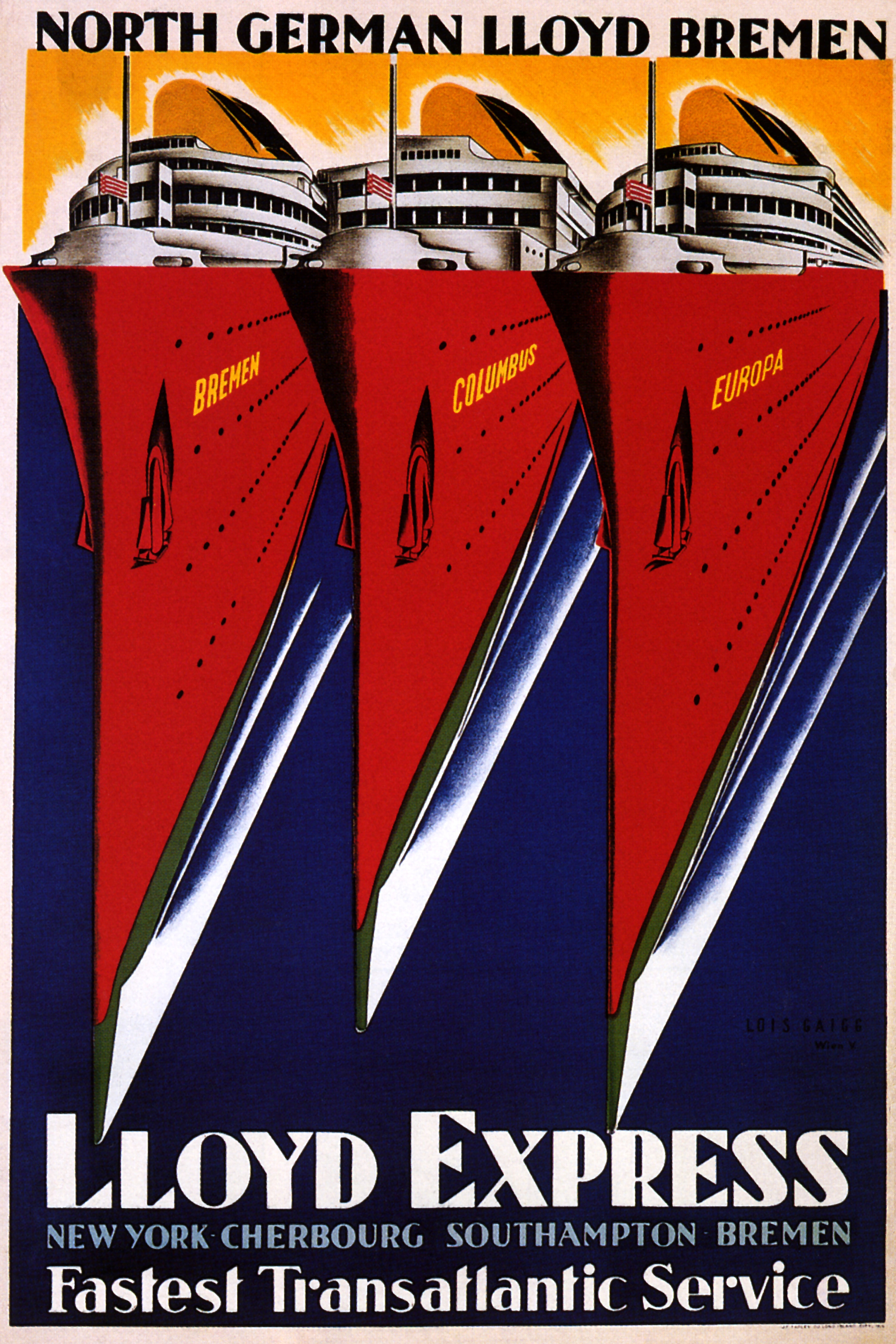 North German Lloyd Bremen Poster Print – Lloyd Express Ocean Liner Wall Art