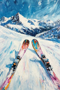 Retro Skiing Poster Print – Snowy Mountain Ski Sport Print, Winter Sports Wall Art