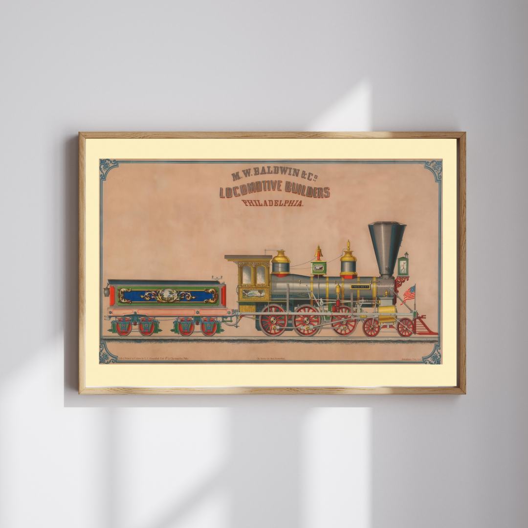 Baldwin Locomotive President Steam Engine, Philadelphia Giclée Art Print - Railroad Wall Art