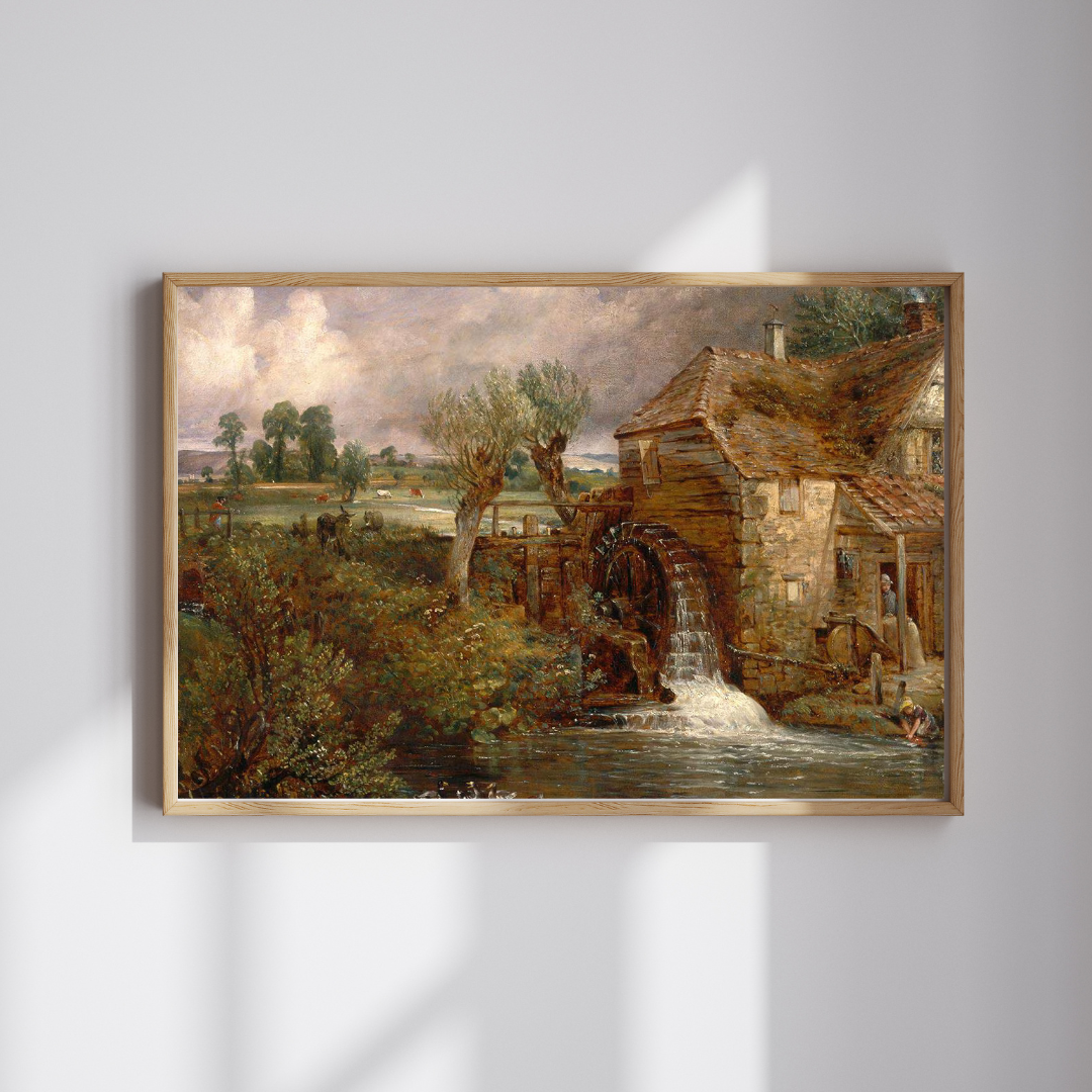 John Constable - Parham Mill Gillingham Art Print, Antique English Countryside Watermill Landscape Wall Art