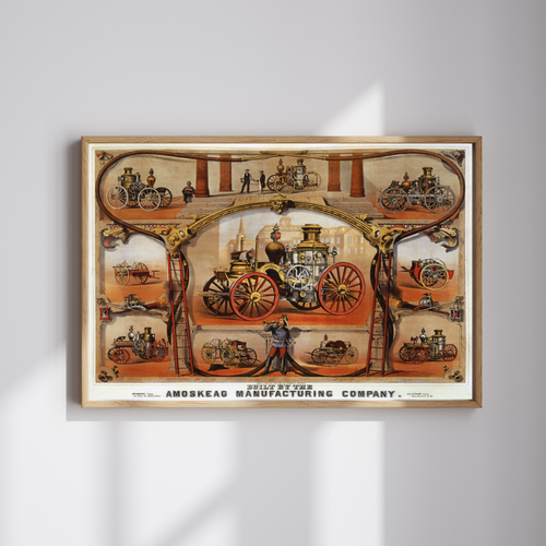 Amoskeag Steam Fire Engine Antique Firefighting Giclée Art Print - Vintage Wall Decor