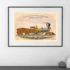 Breese Kneeland Steam Locomotive Jersey City Giclée Art Print - Antique Railroad Wall Art