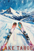 Retro Skiing Poster Print – Snowy Mountain Ski Sport Print, Winter Sports Wall Art
