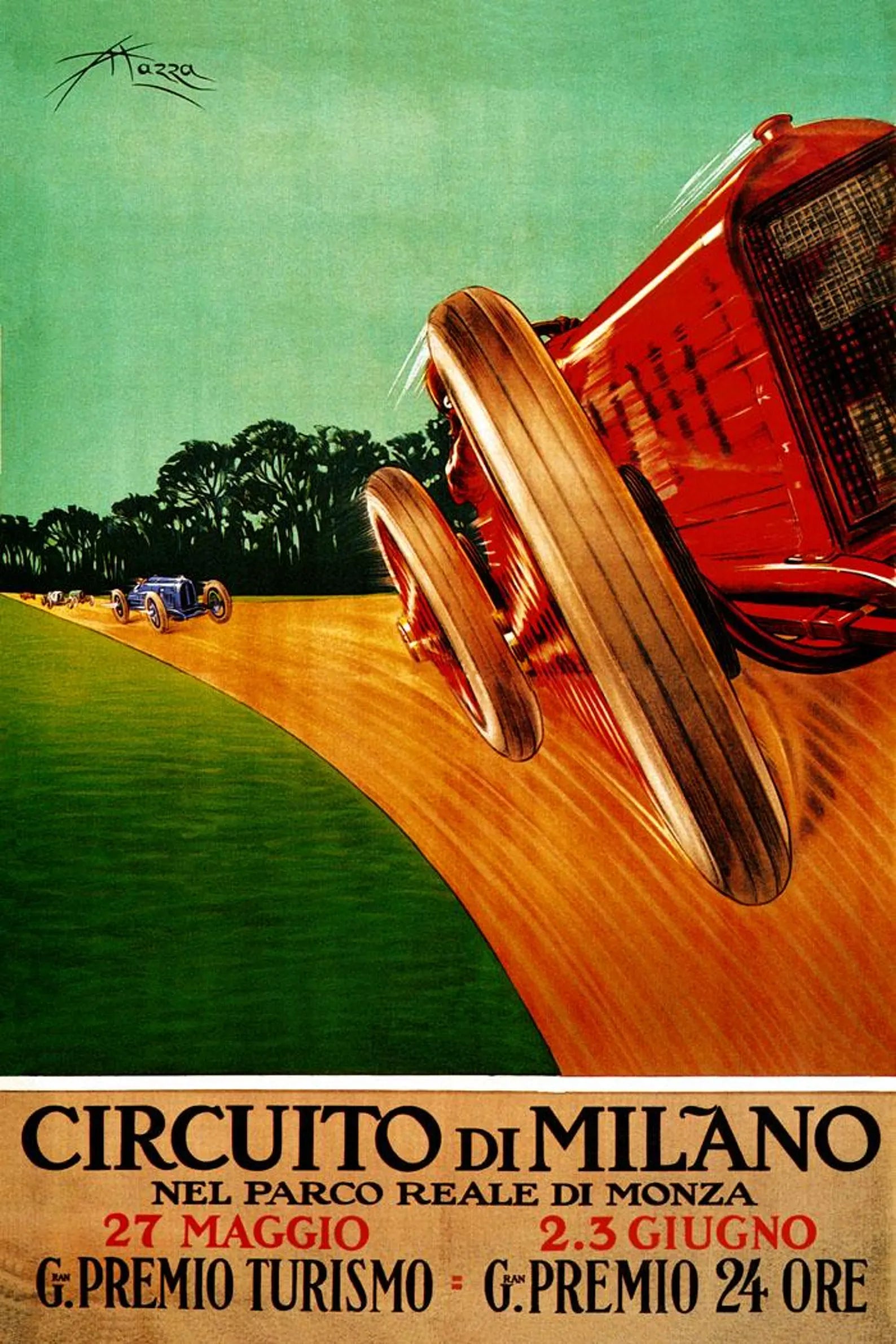 Monza Italian Grand Prix Vintage Racing Poster Print – Historic Monza Motorsport Wall Art