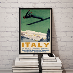 Italy Olympic Valley Ski Jumping Vintage Poster Print – Vintage Winter Sports Wall Art